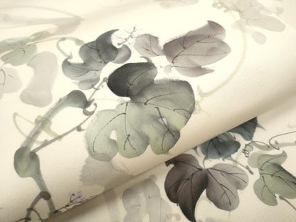 平和屋着物●塩瀬　九寸名古屋帯　作家物　手描き　葡萄蔦の葉文　正絹　逸品　CAAT8093hy