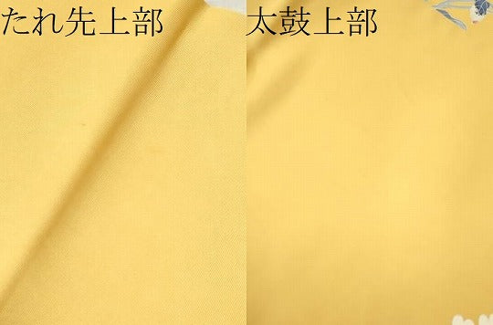 平和屋着物●塩瀬　九寸名古屋帯　友禅　枝花文　正絹　逸品　CAAT8095hy