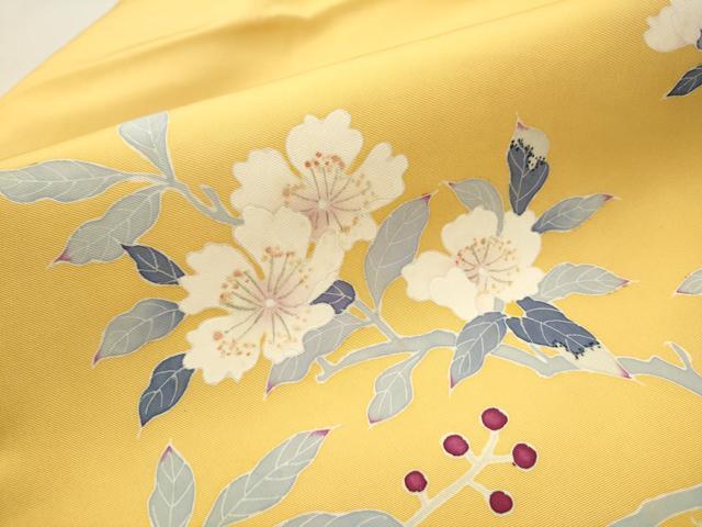平和屋着物●塩瀬　九寸名古屋帯　友禅　枝花文　正絹　逸品　CAAT8095hy