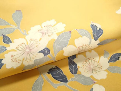平和屋着物●塩瀬　九寸名古屋帯　友禅　枝花文　正絹　逸品　CAAT8095hy