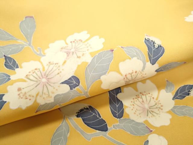 平和屋着物●塩瀬　九寸名古屋帯　友禅　枝花文　正絹　逸品　CAAT8095hy