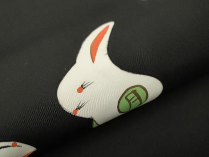 平和屋着物●塩瀬　つけ帯　作家物　手描き　十二支　黒地　金彩　正絹　逸品　CAAT8112hy