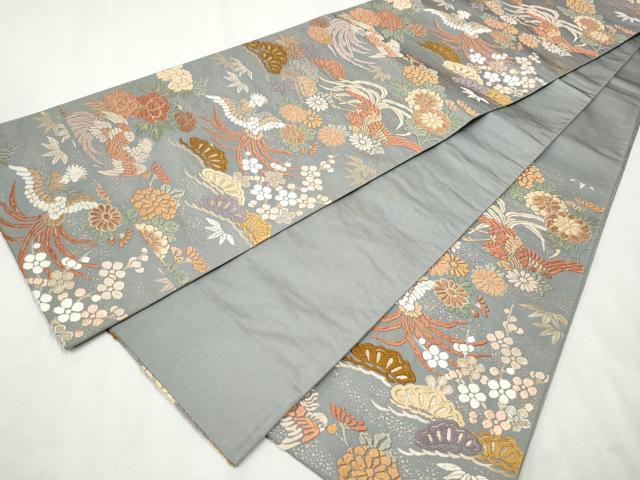 平和屋着物●六通柄袋帯　唐織　鳳凰草花文　金糸　正絹　逸品　CAAT8139hy