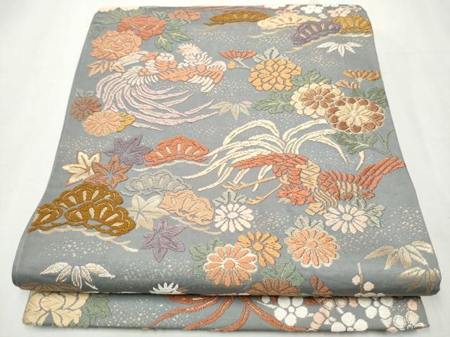 平和屋着物●六通柄袋帯　唐織　鳳凰草花文　金糸　正絹　逸品　CAAT8139hy