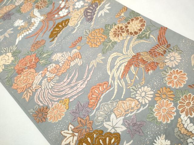 平和屋着物●六通柄袋帯　唐織　鳳凰草花文　金糸　正絹　逸品　CAAT8139hy