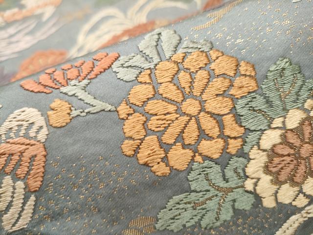 平和屋着物●六通柄袋帯　唐織　鳳凰草花文　金糸　正絹　逸品　CAAT8139hy