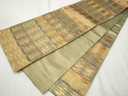 平和屋着物●六通柄袋帯 吉祥文 金糸 正絹 逸品 CAAT8141hy