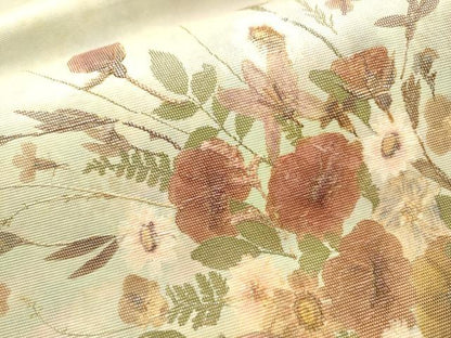 平和屋着物●押し花作家 たきいふみこ 太鼓柄袋帯 押花草花合わせ 引箔 証紙付き 正絹 逸品 CAAT8143hy