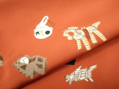 平和屋着物●塩瀬 九寸名古屋帯 手描き 十二支 正絹 逸品 CAAT8163hy
