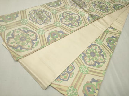 平和屋着物●六通柄袋帯 天井花文 金糸 正絹 逸品 CAAT8191hy