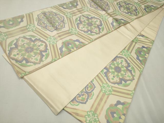 平和屋着物●六通柄袋帯 天井花文 金糸 正絹 逸品 CAAT8191hy