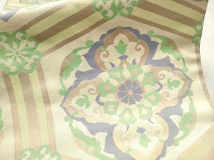 平和屋着物●六通柄袋帯 天井花文 金糸 正絹 逸品 CAAT8191hy
