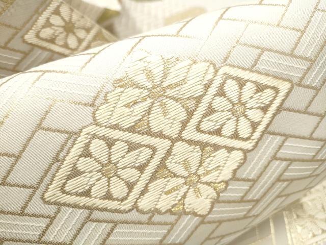 平和屋着物●九寸名古屋帯 唐織 菱花丸文 金糸 正絹 逸品 CAAT8325hy