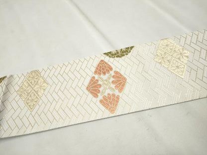 平和屋着物●九寸名古屋帯 唐織 菱花丸文 金糸 正絹 逸品 CAAT8325hy