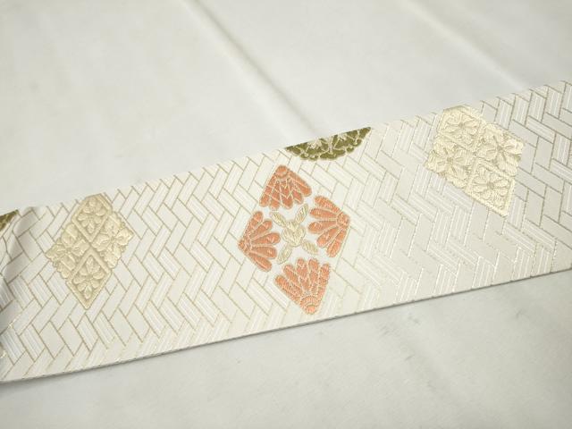 平和屋着物●九寸名古屋帯 唐織 菱花丸文 金糸 正絹 逸品 CAAT8325hy