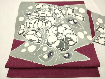 平和屋着物●九寸名古屋帯 辻が花 型染め 正絹 逸品 CAAT8334hy