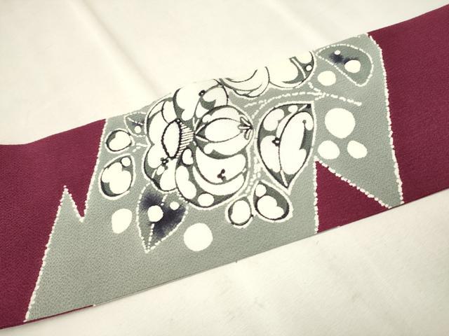 平和屋着物●九寸名古屋帯 辻が花 型染め 正絹 逸品 CAAT8334hy