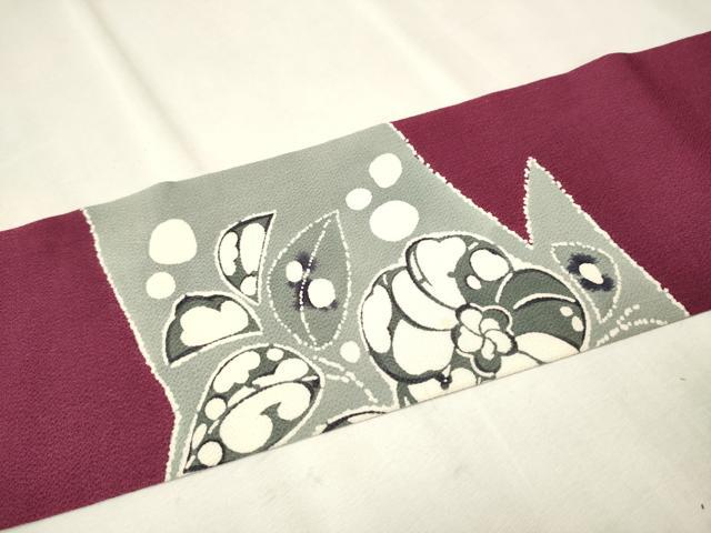 平和屋着物●九寸名古屋帯 辻が花 型染め 正絹 逸品 CAAT8334hy
