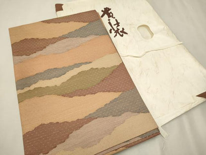 平和屋着物●九寸開き名古屋帯 霞文 たとう紙付き 正絹 逸品 CAAT8335hy