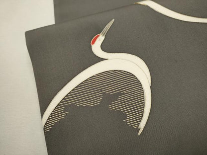 平和屋着物●銀座もとじ 九寸名古屋帯 駒刺繍 鶴 金彩 たとう紙付き 正絹 逸品 CAAT8337hy