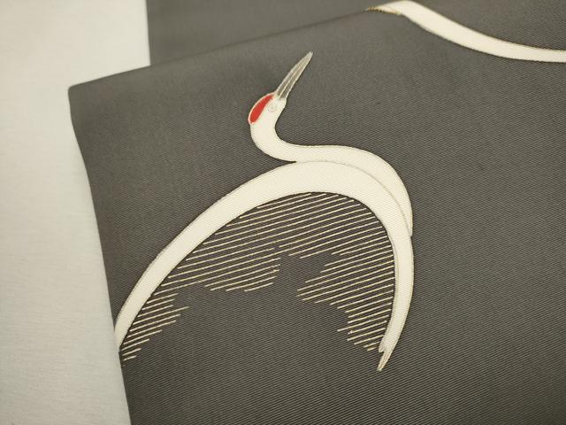平和屋着物●銀座もとじ 九寸名古屋帯 駒刺繍 鶴 金彩 たとう紙付き 正絹 逸品 CAAT8337hy