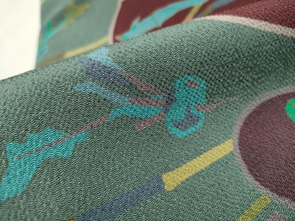 平和屋着物●全通柄 九寸名古屋帯 成物 鬼しぼ縮緬 正絹 逸品 CAAT8343hy