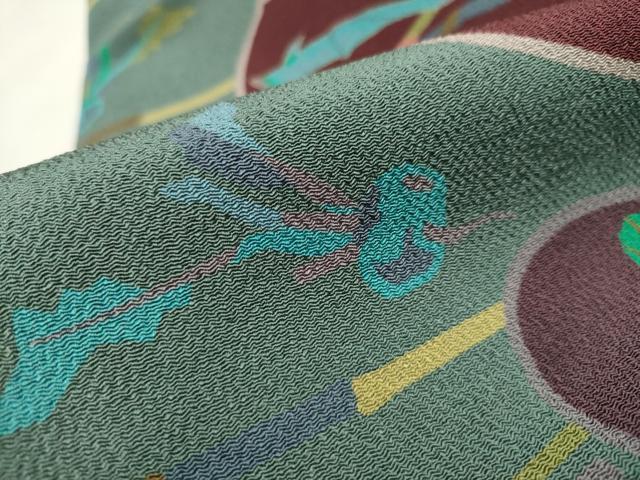平和屋着物●全通柄 九寸名古屋帯 成物 鬼しぼ縮緬 正絹 逸品 CAAT8343hy