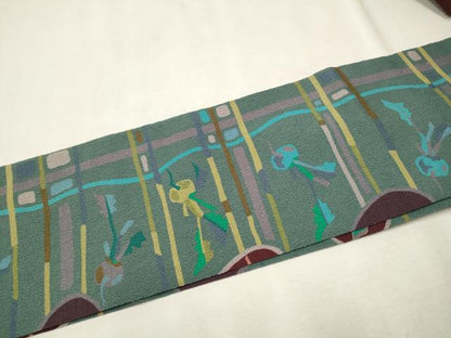 平和屋着物●全通柄 九寸名古屋帯 成物 鬼しぼ縮緬 正絹 逸品 CAAT8343hy