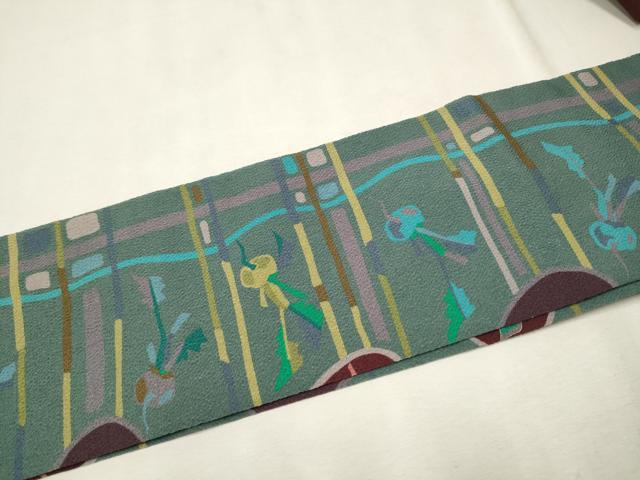 平和屋着物●全通柄 九寸名古屋帯 成物 鬼しぼ縮緬 正絹 逸品 CAAT8343hy