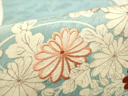 平和屋着物●中国三大刺繍　相楽刺繍　九寸開き名古屋帯　駒刺繍　菊　正絹　逸品　CAAT8346hy