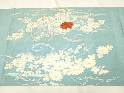 平和屋着物●中国三大刺繍　相楽刺繍　九寸開き名古屋帯　駒刺繍　菊　正絹　逸品　CAAT8346hy