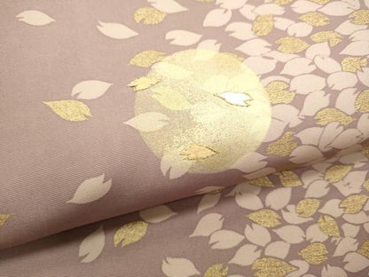 平和屋着物●塩瀬　九寸名古屋帯　駒刺繍　満月　舞花びら　金糸　正絹　逸品　CAAT8347hy