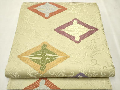 平和屋着物●六通柄袋帯 唐織 菱飛鶴文 正絹 逸品 CAAT8373hy