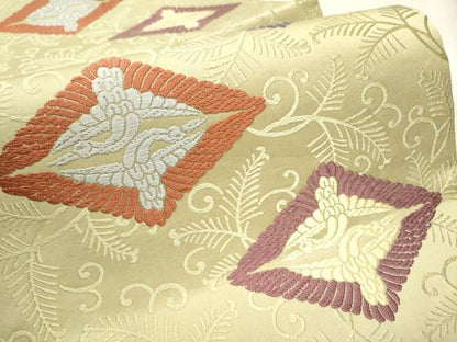 平和屋着物●六通柄袋帯 唐織 菱飛鶴文 正絹 逸品 CAAT8373hy
