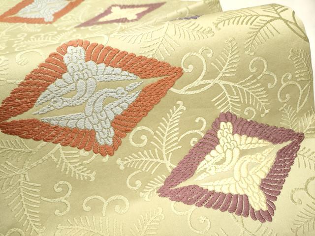 平和屋着物●六通柄袋帯 唐織 菱飛鶴文 正絹 逸品 CAAT8373hy