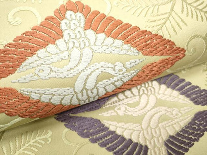 平和屋着物●六通柄袋帯 唐織 菱飛鶴文 正絹 逸品 CAAT8373hy