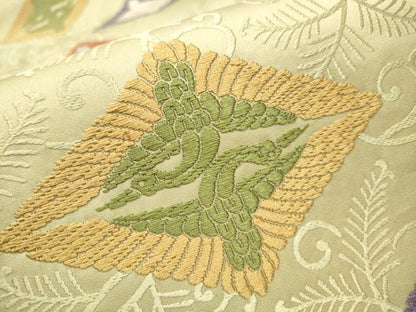 平和屋着物●六通柄袋帯 唐織 菱飛鶴文 正絹 逸品 CAAT8373hy