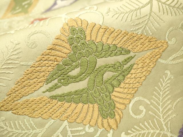 平和屋着物●六通柄袋帯 唐織 菱飛鶴文 正絹 逸品 CAAT8373hy