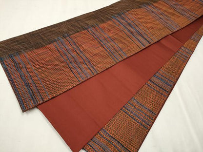 平和屋着物●全通柄袋帯　霞文　金糸　正絹　逸品　CAAT8375hy