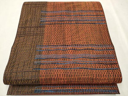 平和屋着物●全通柄袋帯　霞文　金糸　正絹　逸品　CAAT8375hy