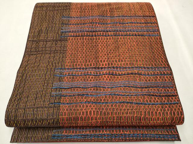 平和屋着物●全通柄袋帯　霞文　金糸　正絹　逸品　CAAT8375hy
