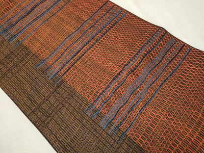 平和屋着物●全通柄袋帯　霞文　金糸　正絹　逸品　CAAT8375hy
