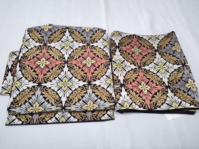 平和屋着物●つけ帯 瑞祥唐織 七宝草花丸文 金糸 正絹 逸品 CAAT8390hy