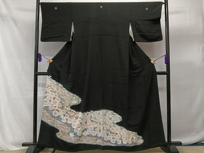 平和屋着物■豪華黒留袖 草花文 暈し染め 金彩 正絹 逸品 CAAT8630kb