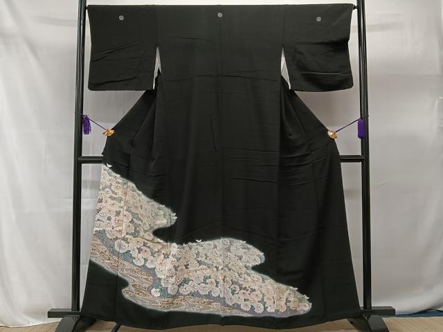 平和屋着物■豪華黒留袖 草花文 暈し染め 金彩 正絹 逸品 CAAT8630kb