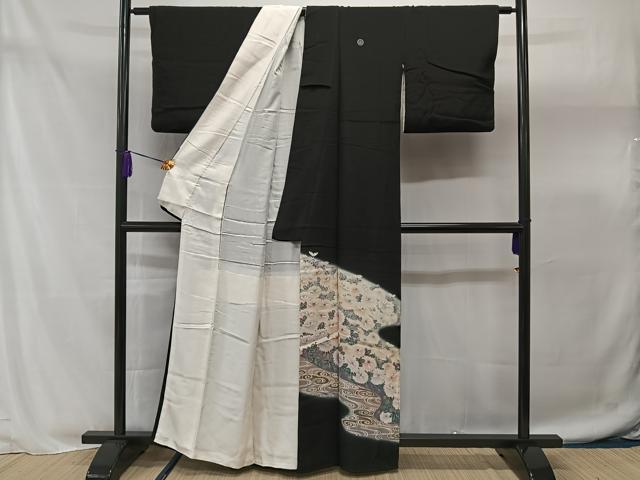平和屋着物■豪華黒留袖 草花文 暈し染め 金彩 正絹 逸品 CAAT8630kb