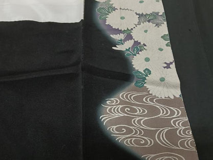 平和屋着物■豪華黒留袖 草花文 暈し染め 金彩 正絹 逸品 CAAT8630kb