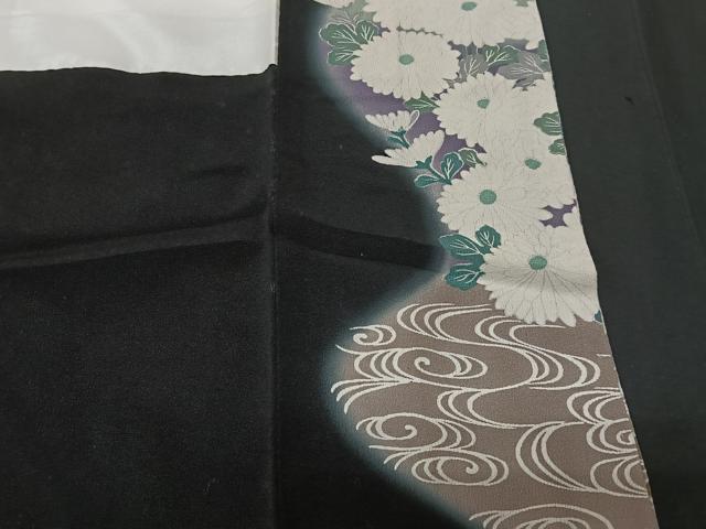 平和屋着物■豪華黒留袖 草花文 暈し染め 金彩 正絹 逸品 CAAT8630kb