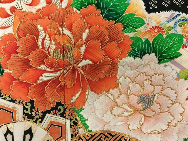 豪華振袖　駒刺繍　絞り　花筏文　正絹　逸品 豪華振袖 駒刺繍 絞り 草花文 金彩 正絹 逸品 成人式 パーティー