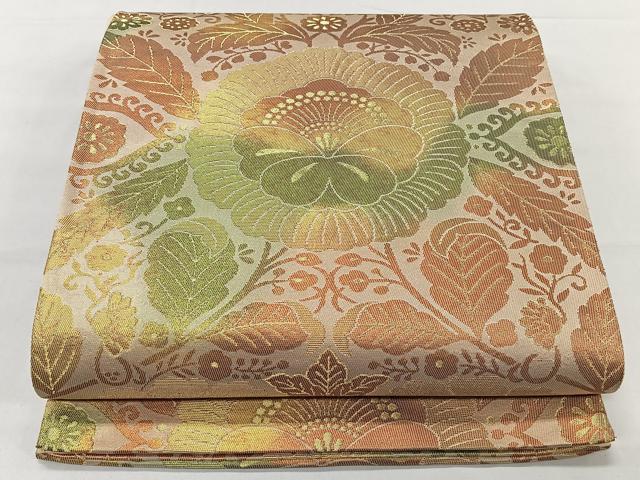 平和屋着物◎六通柄袋帯 草花文 金糸 正絹 逸品 CAAT8670kb